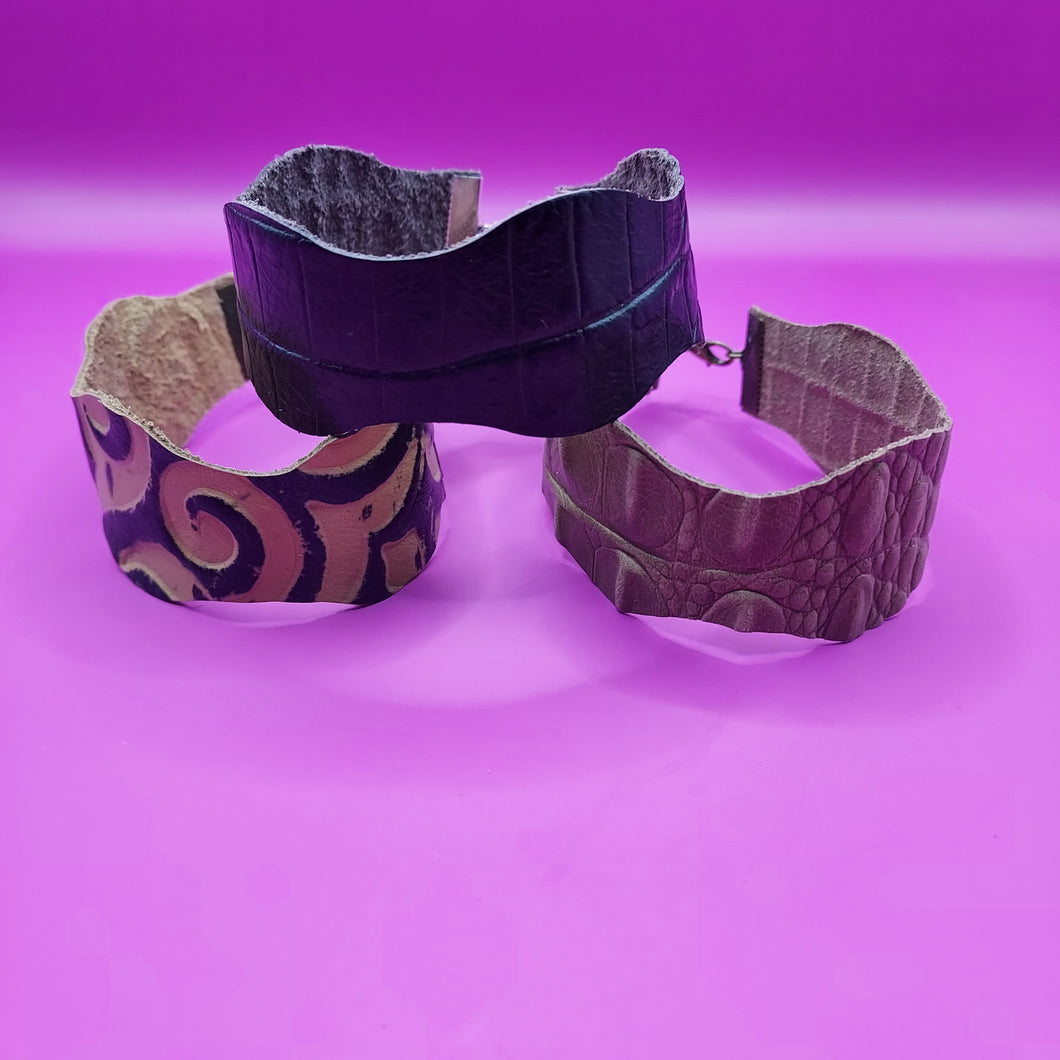 Embossed leather bracelets