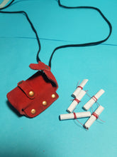 Mini Leather pouch with spell scrolls