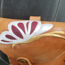 hand painted butterfly on leather pouch